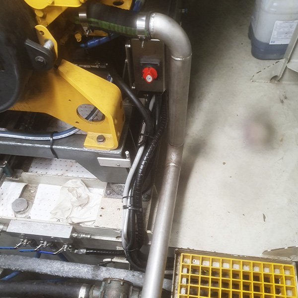 Stainless steel pipework.