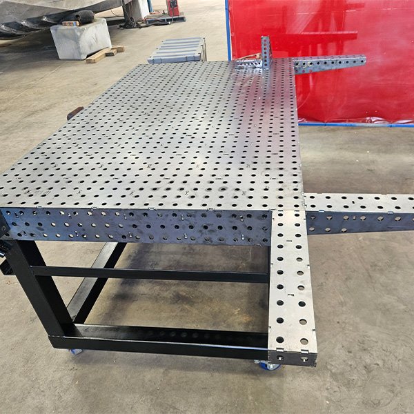 Custom fabricated steel workshop table.