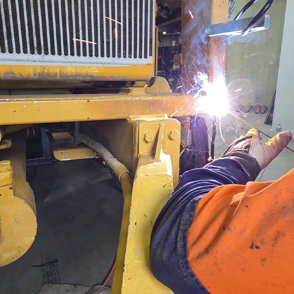 Welding repair to a pump and equipment trailer.
