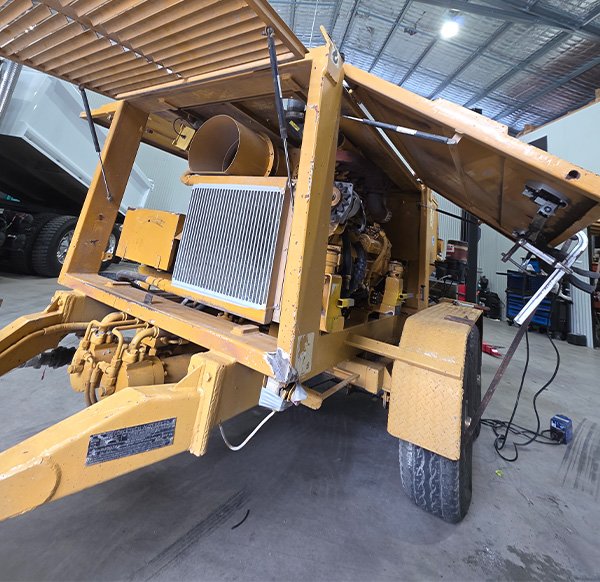 Steel weld and repair to pump equipment trailer.